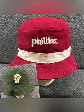 VTG Philadelphia Phillies Reversible Bucket Hat‎ Red/Green Embroidered Chevrolet